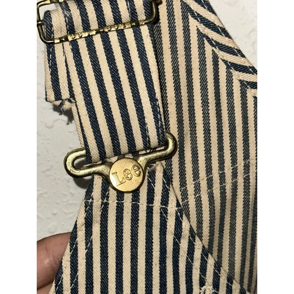 BNWT Lee Overall Bibs Sanforized Union Made Blue Pinstripe Carpenter USA 34/32